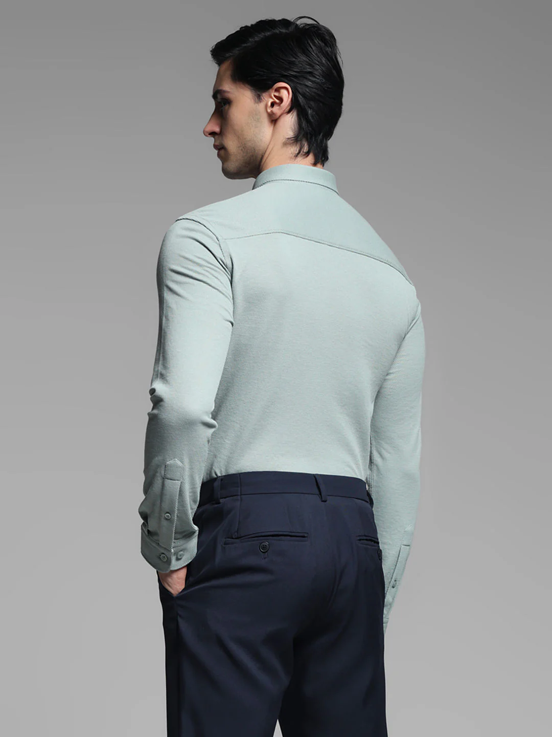 Green Knitted Full Sleeves Shirt - Image 4