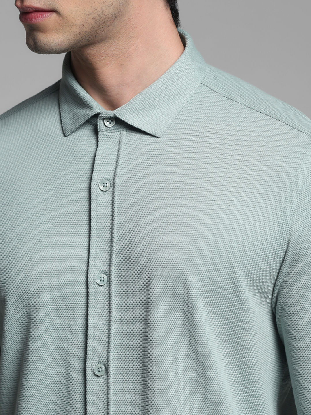 Green Knitted Full Sleeves Shirt - Image 5