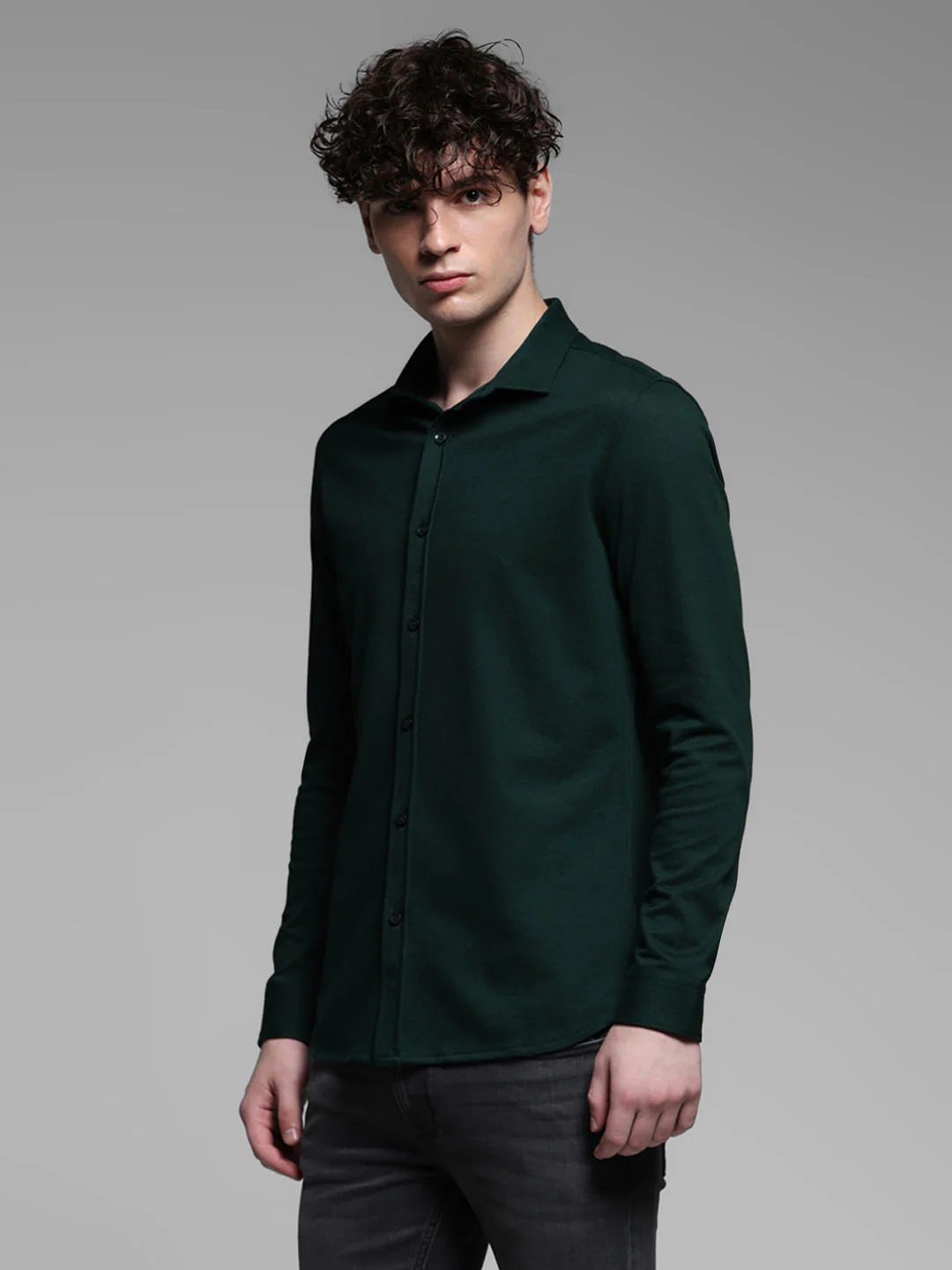 Green Knitted Full Sleeves Shirt - Image 3