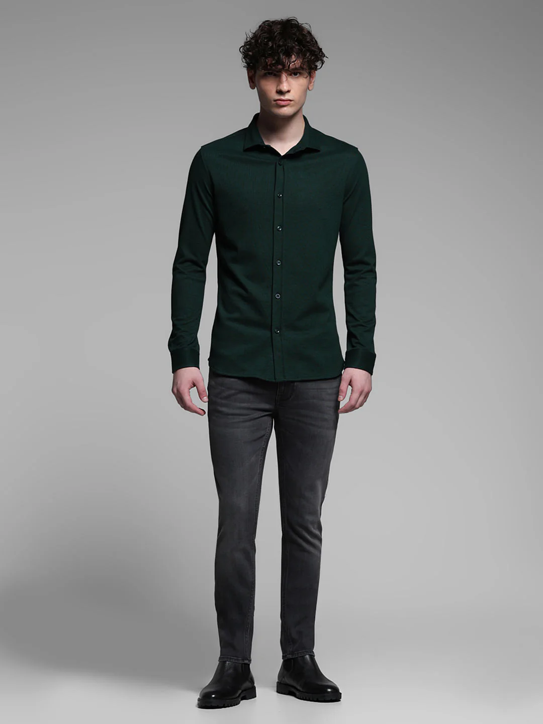 Green Knitted Full Sleeves Shirt - Image 6