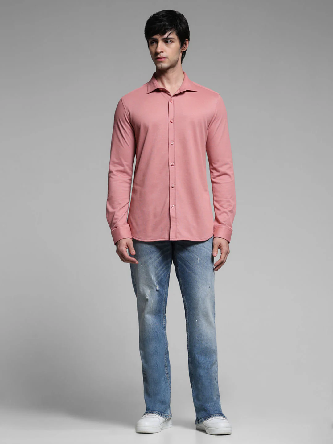 Pink Knitted Full Sleeves Shirt - Image 6
