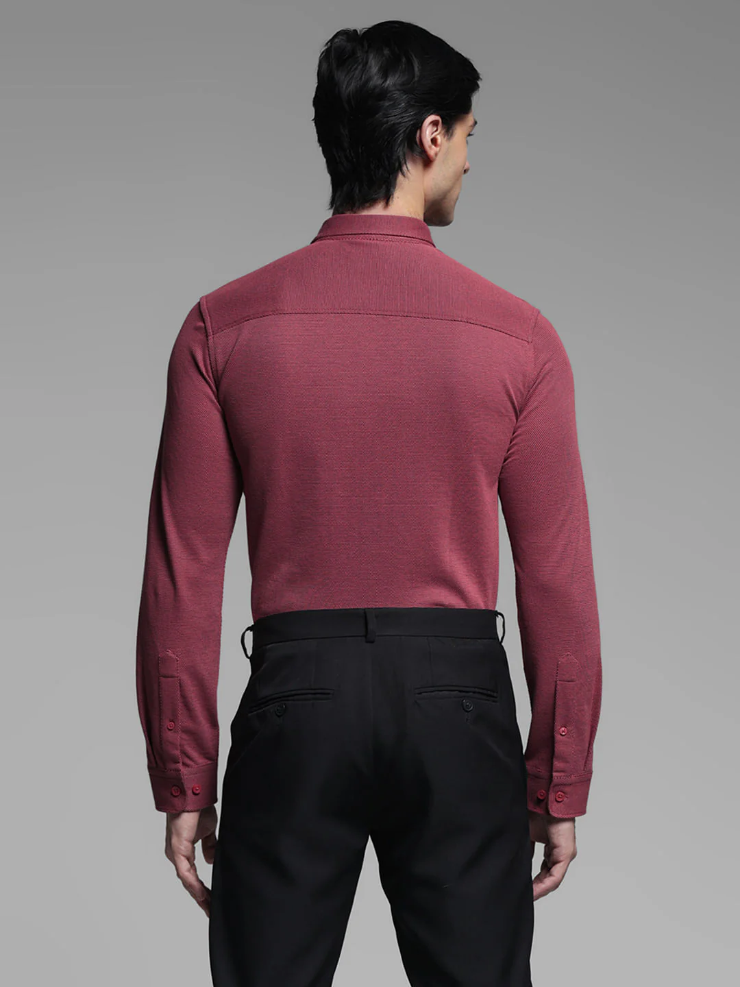 Pink Knitted Full Sleeves Shirt - Image 4