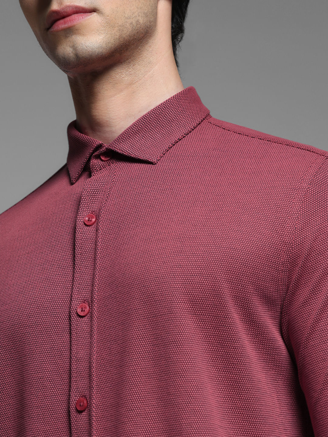 Pink Knitted Full Sleeves Shirt - Image 5