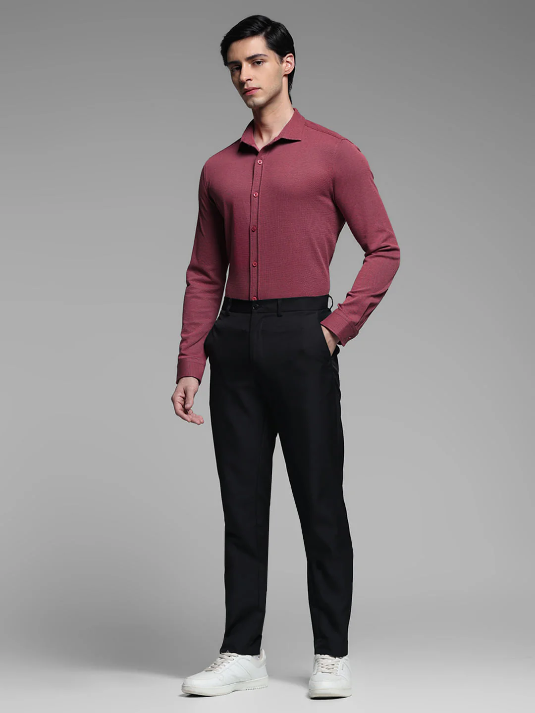 Pink Knitted Full Sleeves Shirt - Image 6