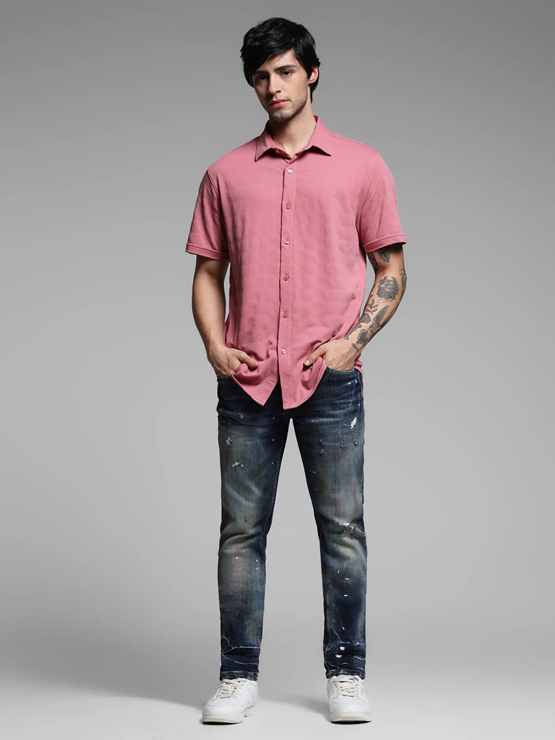 Pink Knitted Short Sleeves Shirt - Image 6