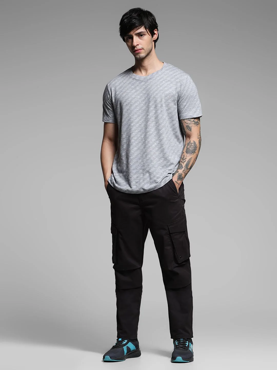 Grey Cotton Crew Neck T-shirt - Image 6