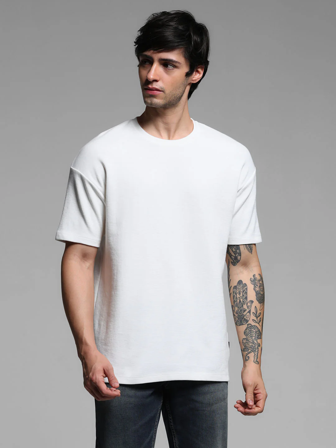 WHITE COTTON OVERSIZED T-SHIRT - Image 2