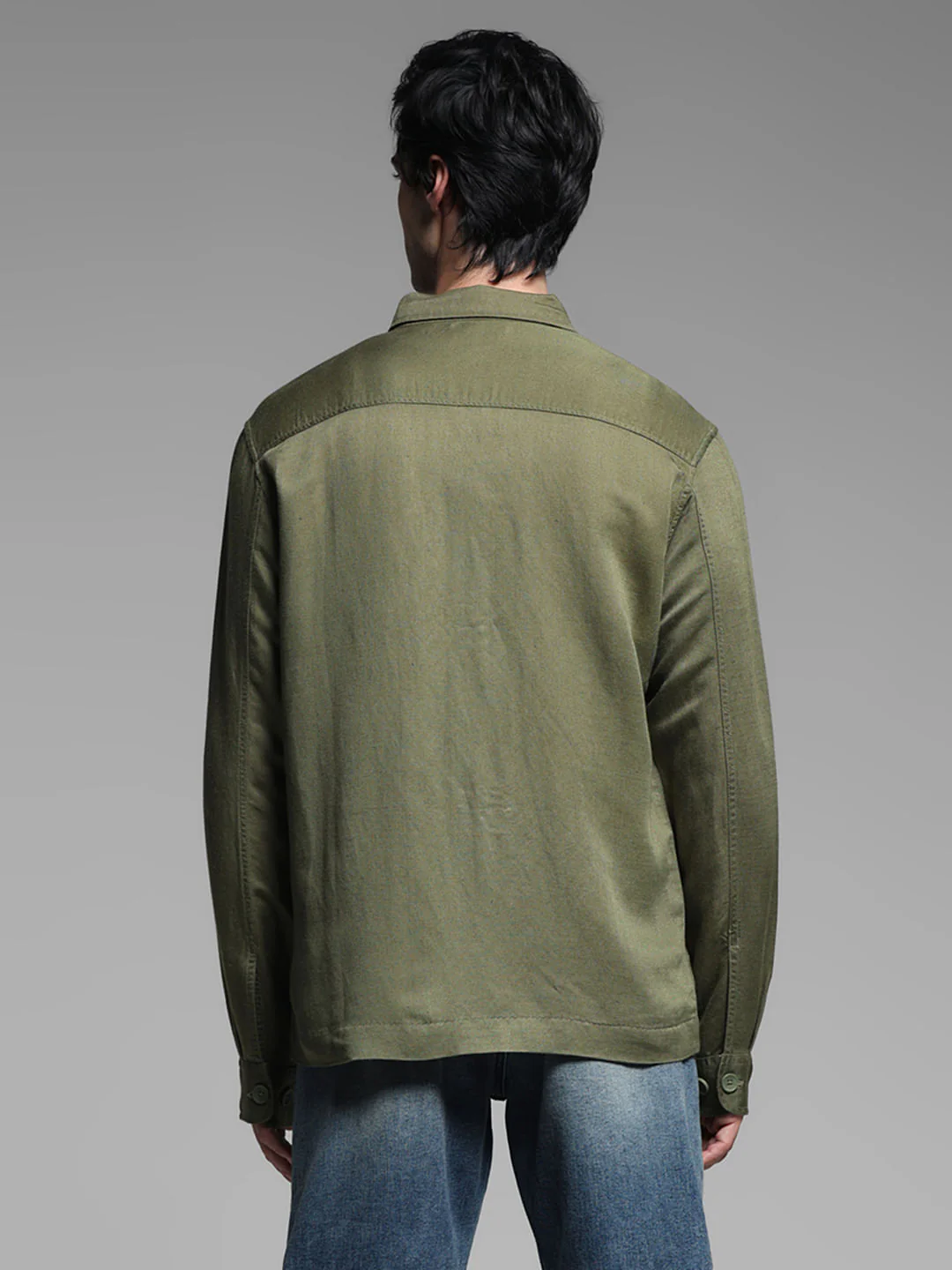 Green Linen Blend Oversized Shirt - Image 4