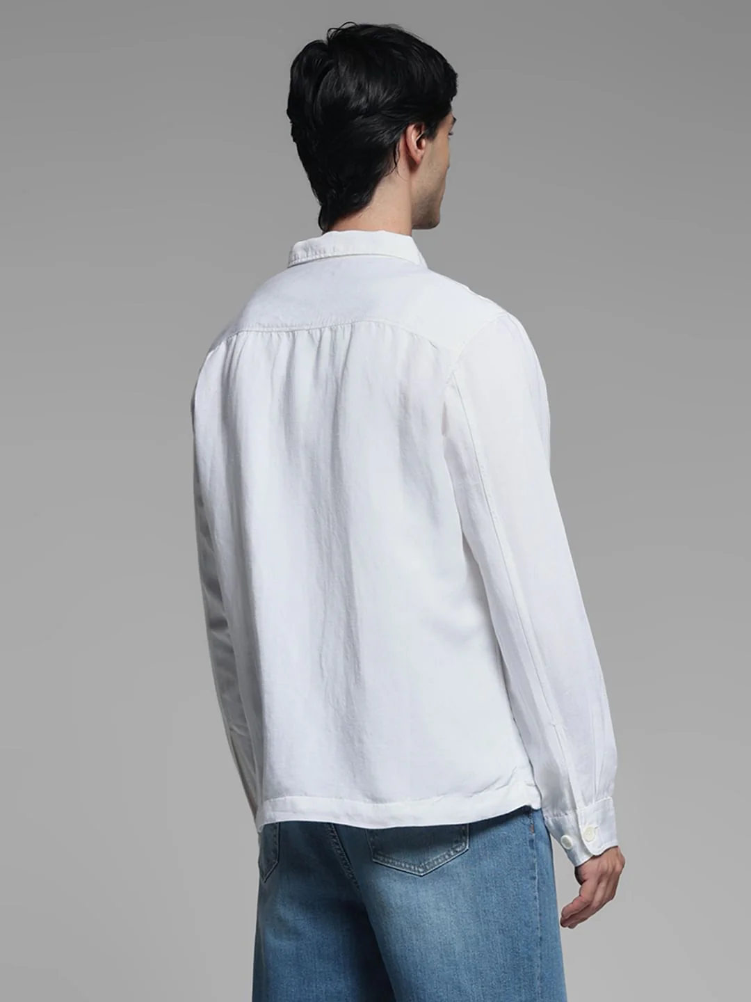 White Linen Blend Oversized Shirt - Image 5