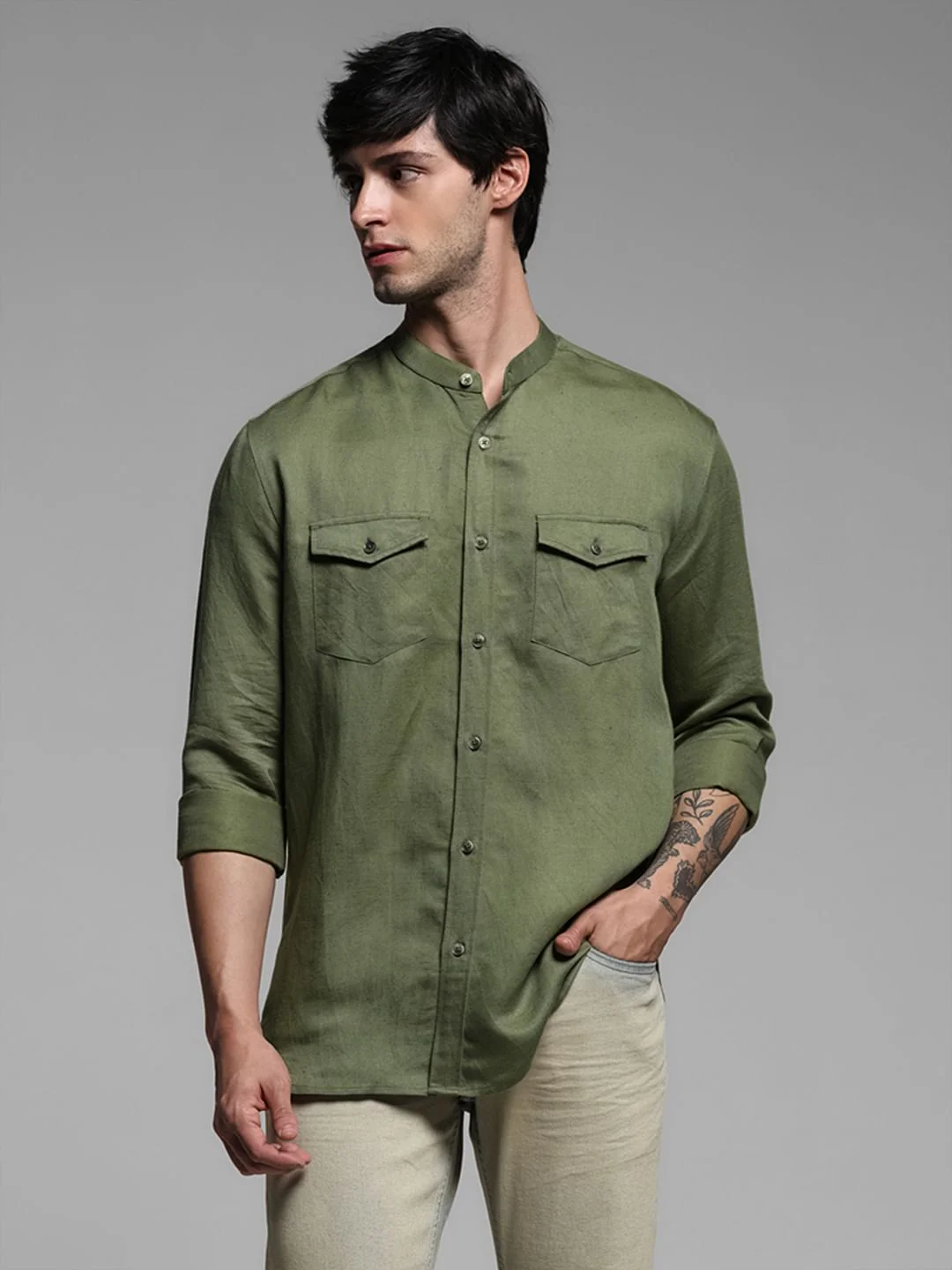 GREEN LINEN SHIRT - Image 2