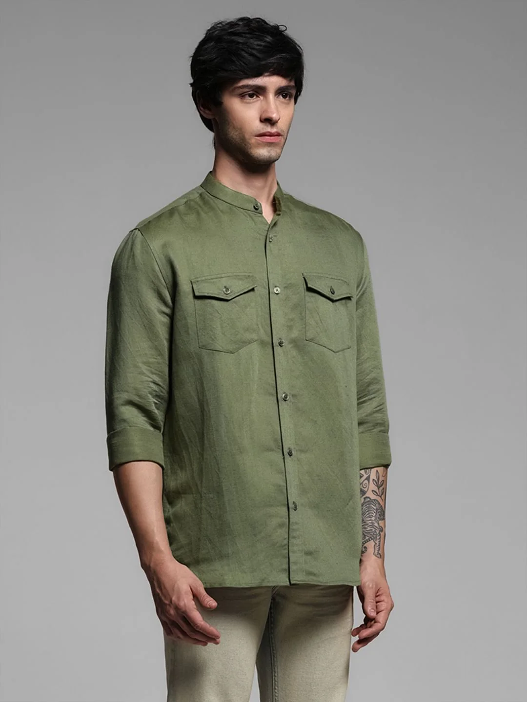 GREEN LINEN SHIRT - Image 3