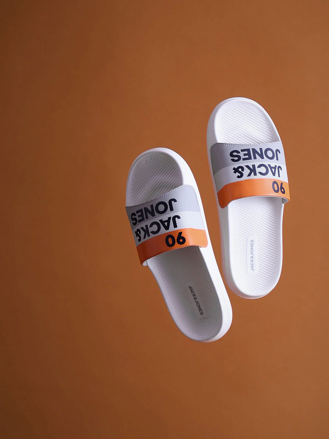 White Logo Print Pool Sliders