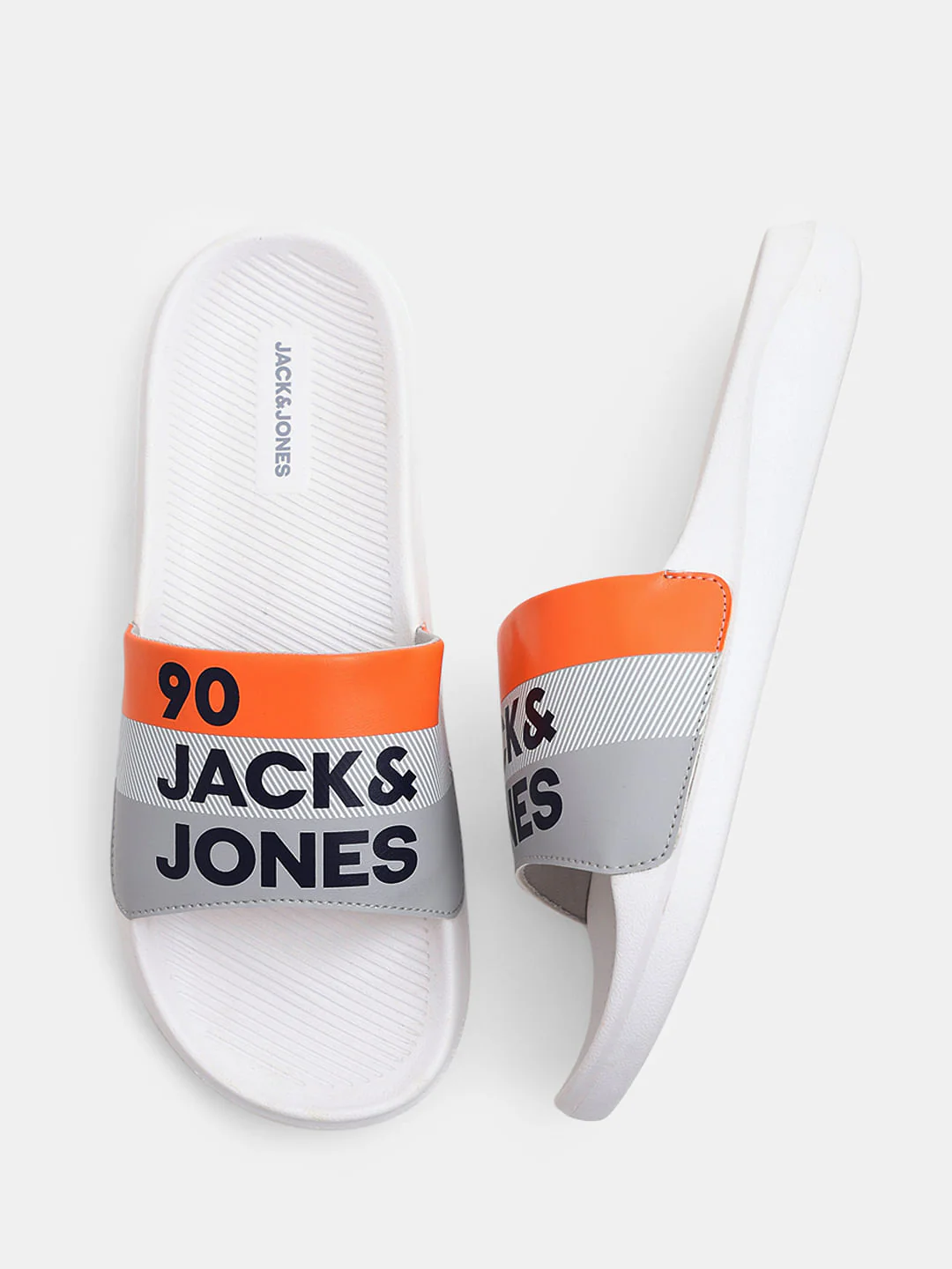 White Logo Print Pool Sliders - Image 3