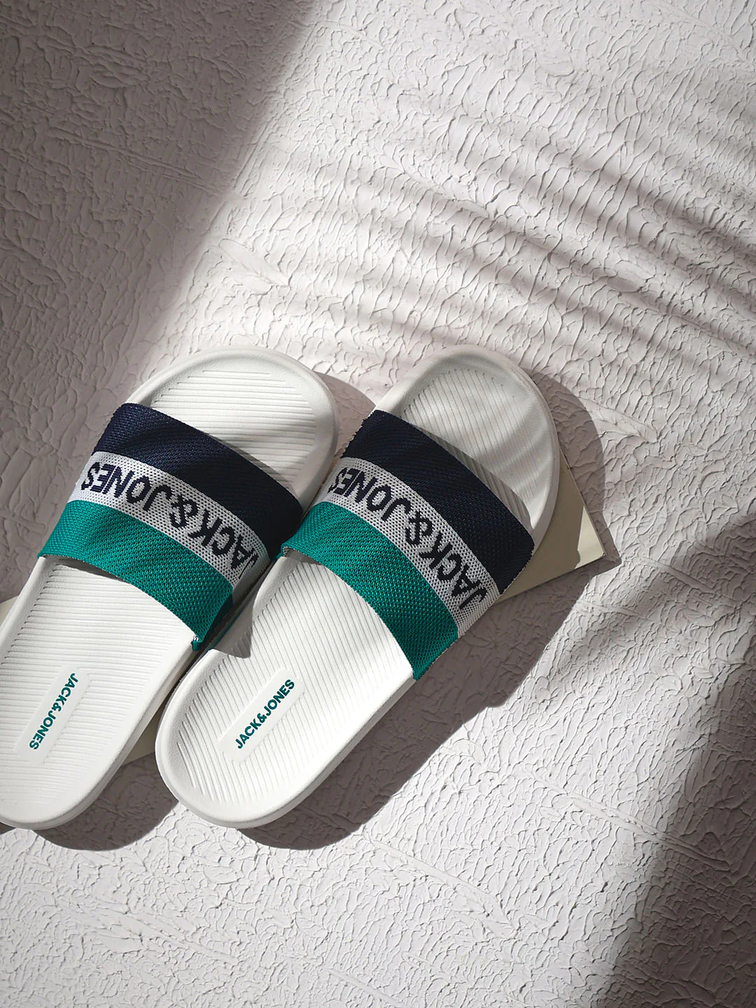 White Logo Print Pool Sliders