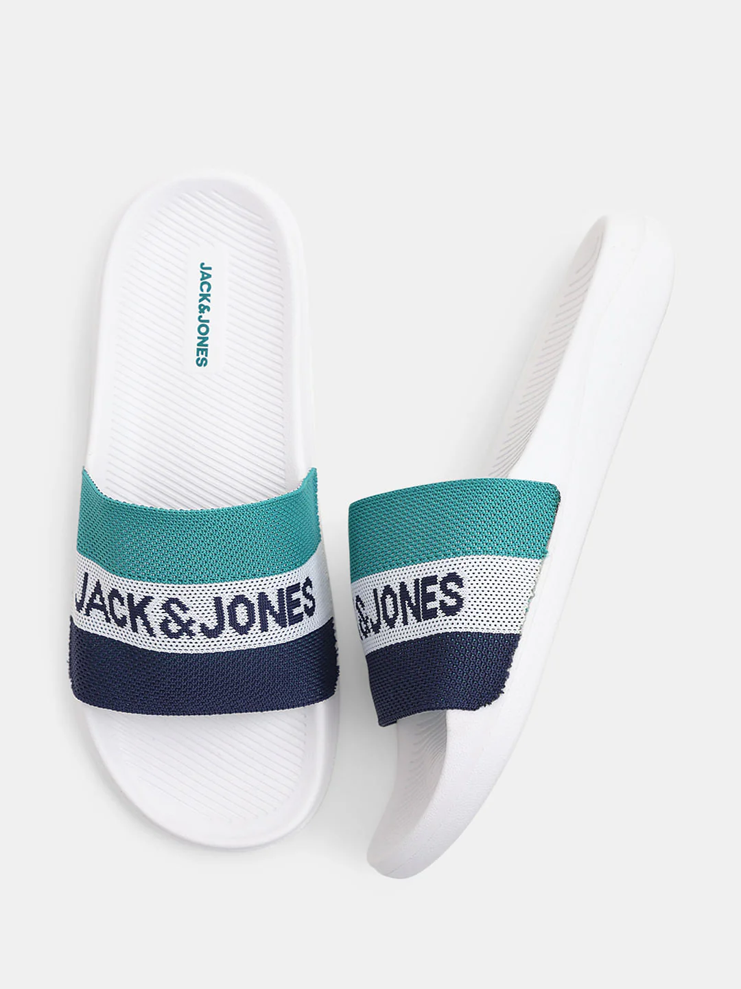 White Logo Print Pool Sliders - Image 3