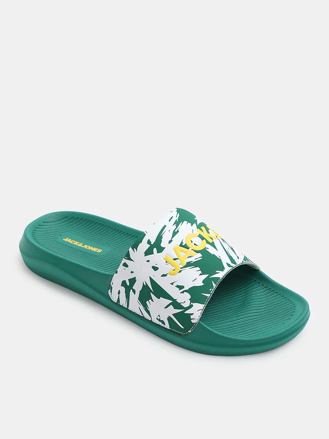 Green Abstract Logo Print Pool Sliders - Image 4