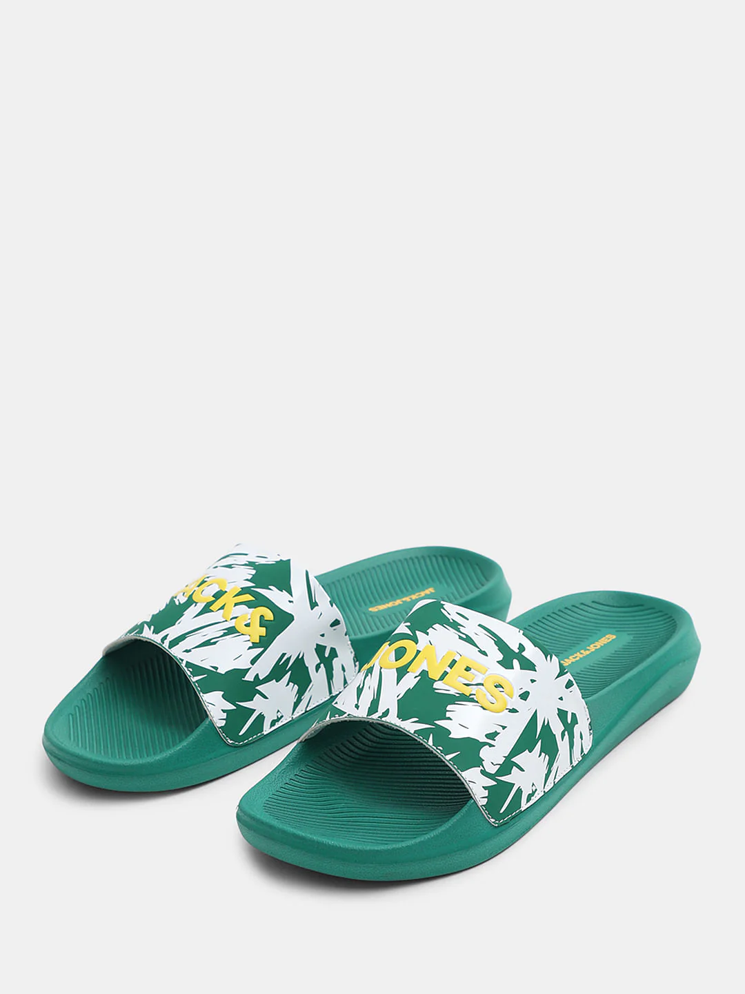 Green Abstract Logo Print Pool Sliders - Image 6