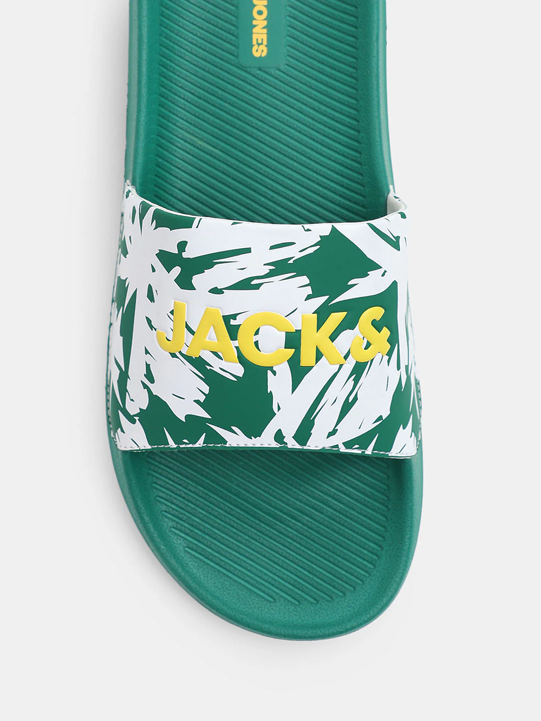 Green Abstract Logo Print Pool Sliders - Image 7