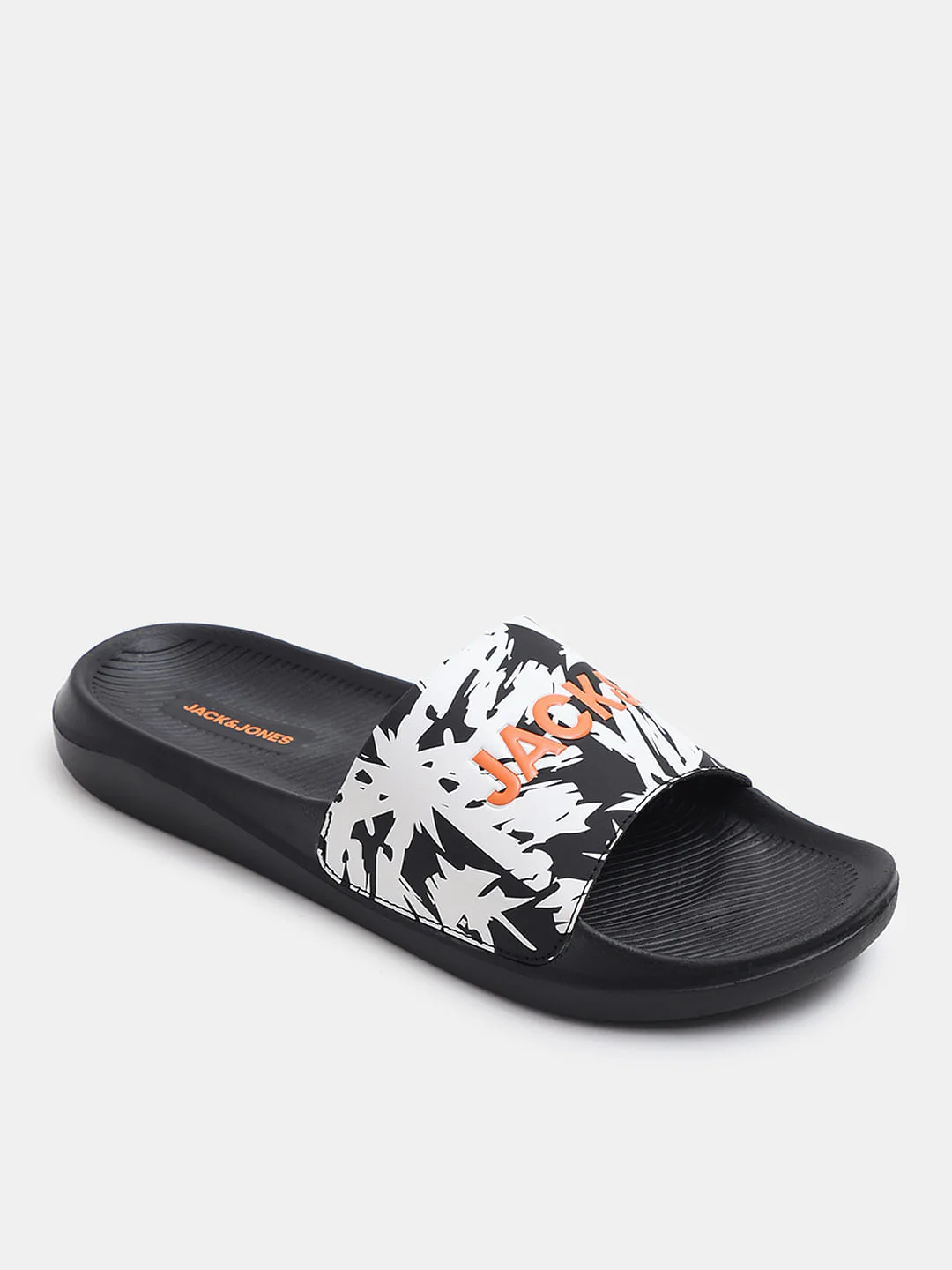 Black Abstract Logo Print Pool Sliders - Image 4