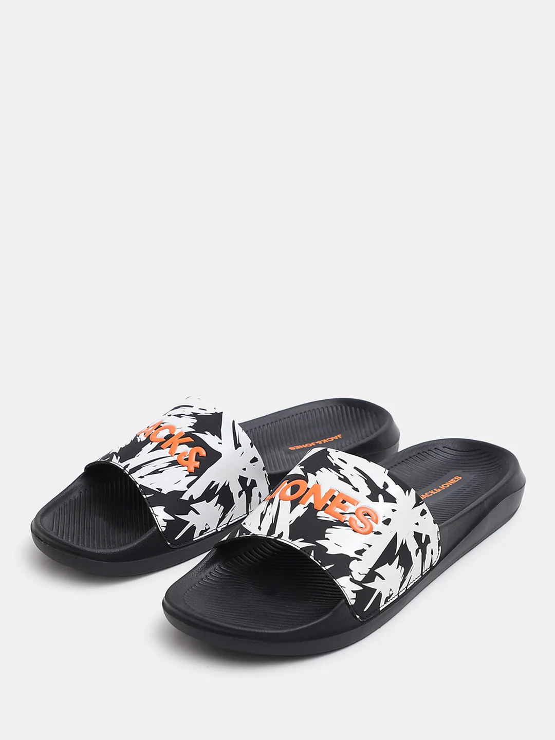 Black Abstract Logo Print Pool Sliders - Image 6