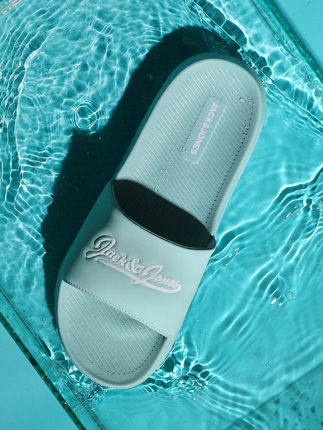Green Logo Print Pool Sliders