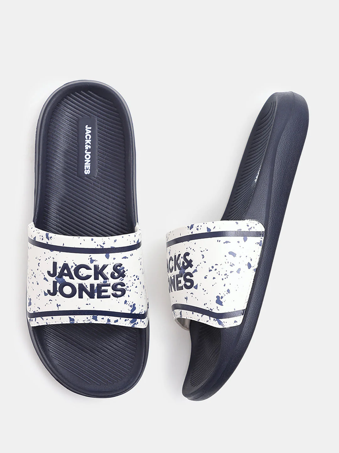 Navy Blue Logo Print Pool Sliders - Image 3