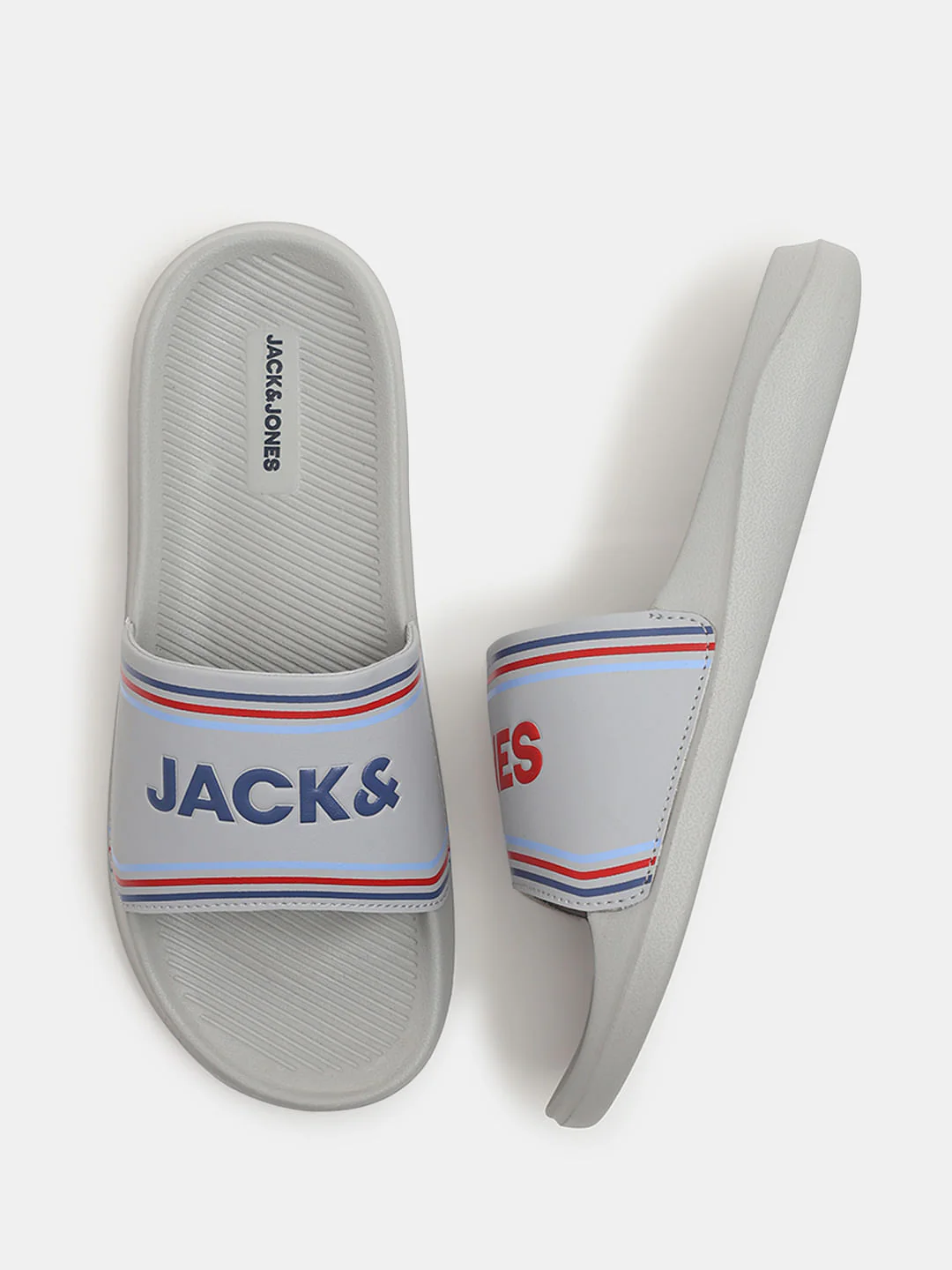 Grey Logo Print Pool Sliders - Image 3