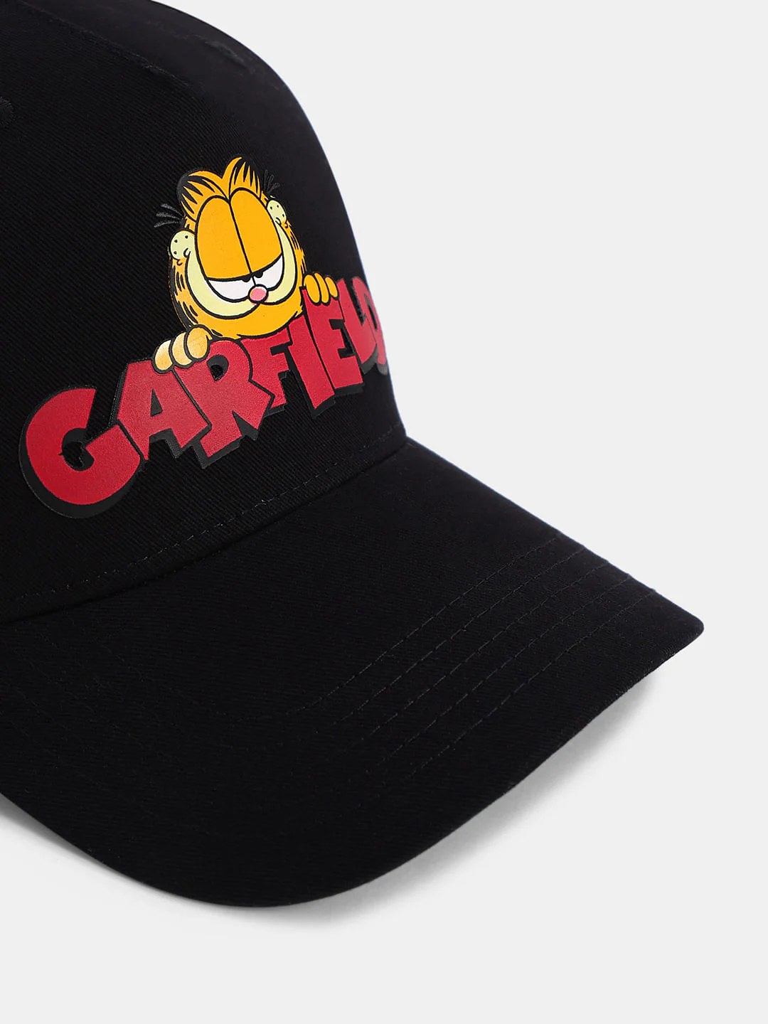 JACK&JONES X GARFIELD Black Printed Baseball Cap - Image 4