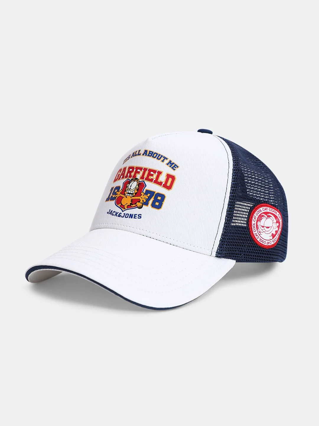JACK&JONES X GARFIELD White Varsity Trucker Cap - Image 2