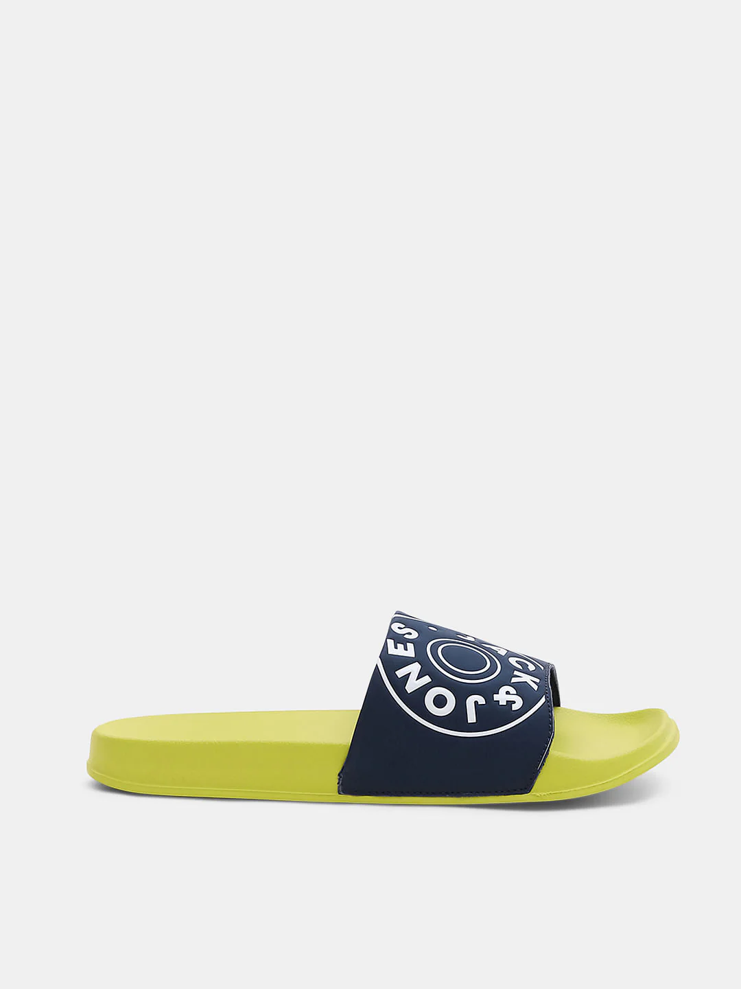 Lime Yellow Logo Print Pool Sliders - Image 2