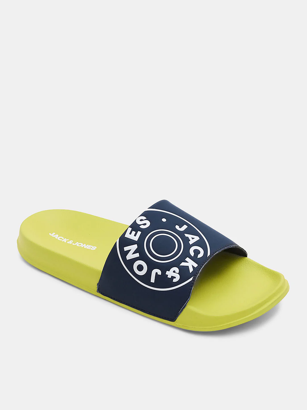 Lime Yellow Logo Print Pool Sliders - Image 4