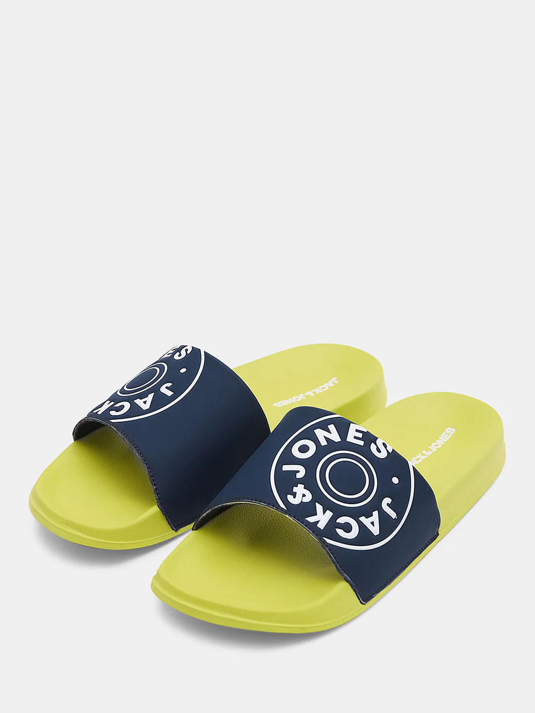 Lime Yellow Logo Print Pool Sliders - Image 6