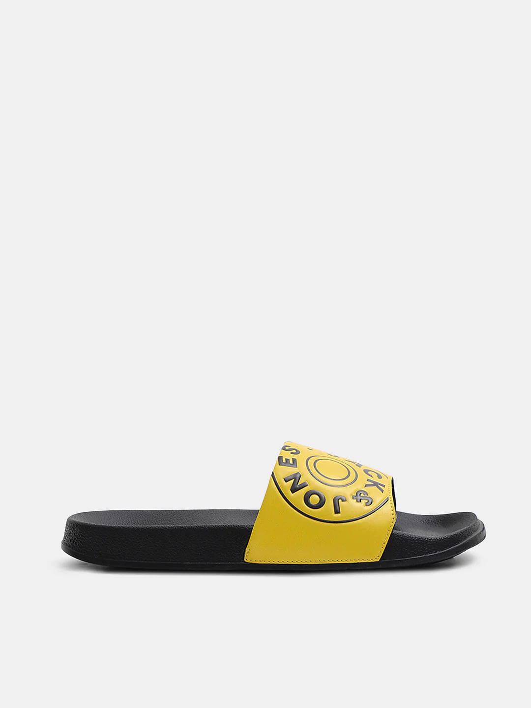 Yellow Logo Print Pool Sliders - Image 2