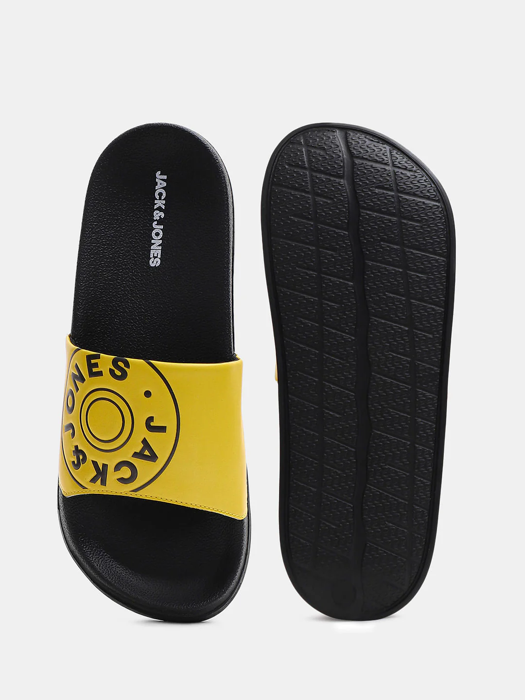 Yellow Logo Print Pool Sliders - Image 5