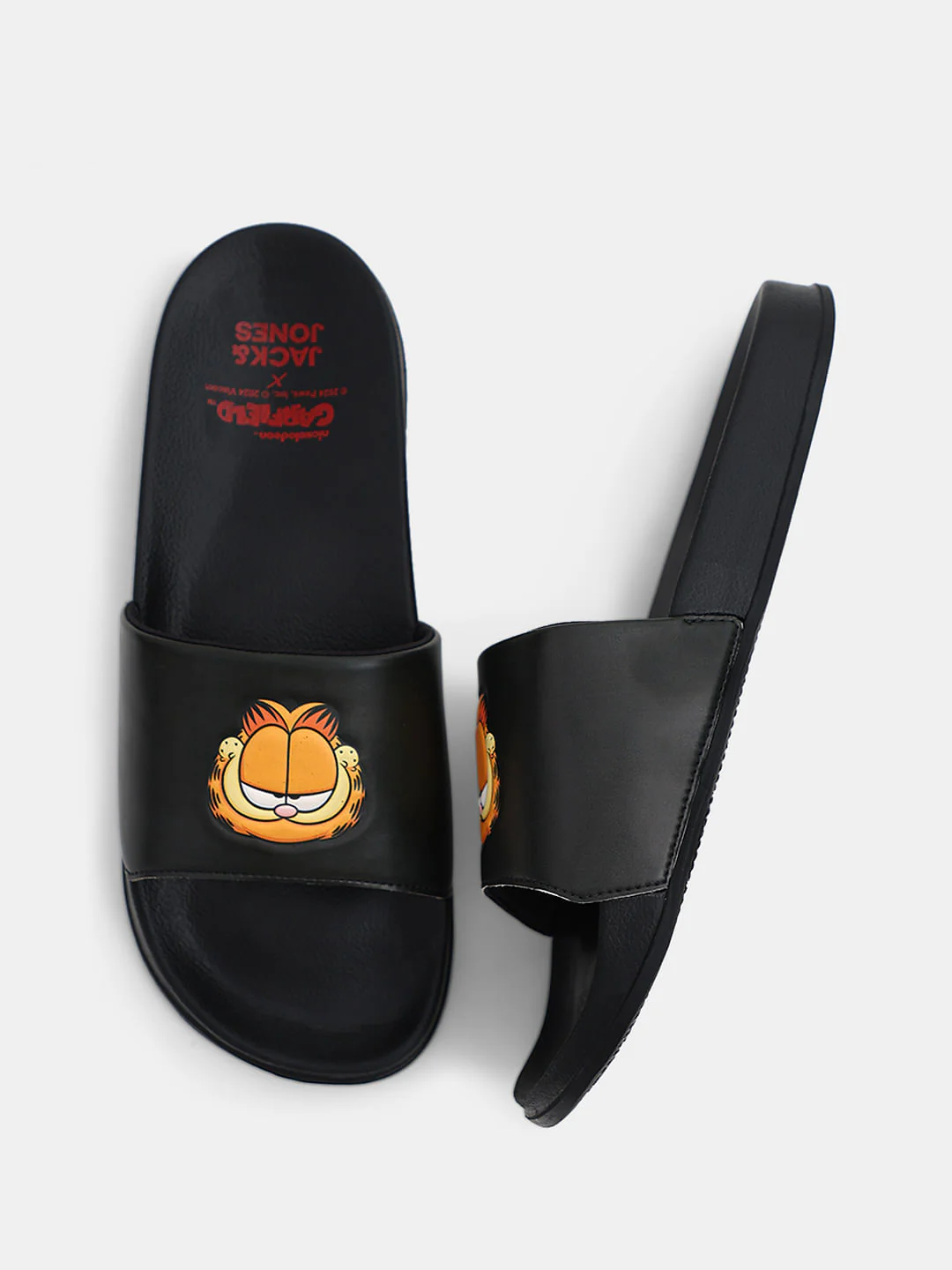 JACK&JONES X GARFIELD Black Printed Pool Sliders - Image 3
