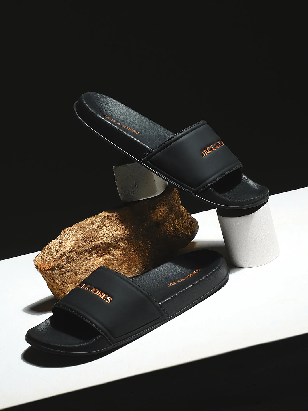 Black Small Logo Pool Sliders