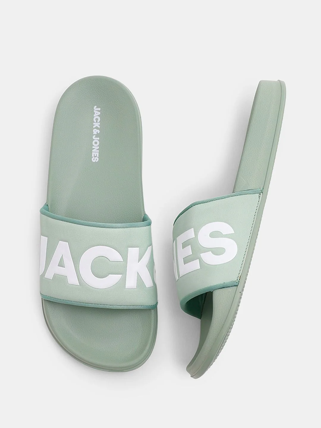 Green Big Logo Print Pool Sliders - Image 3