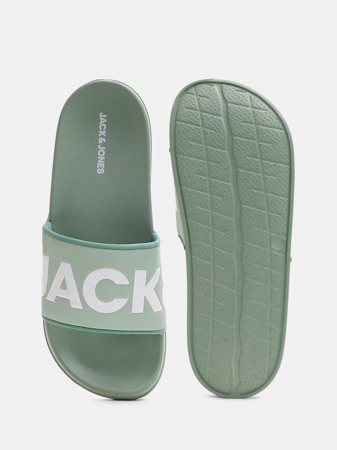 Green Big Logo Print Pool Sliders - Image 5
