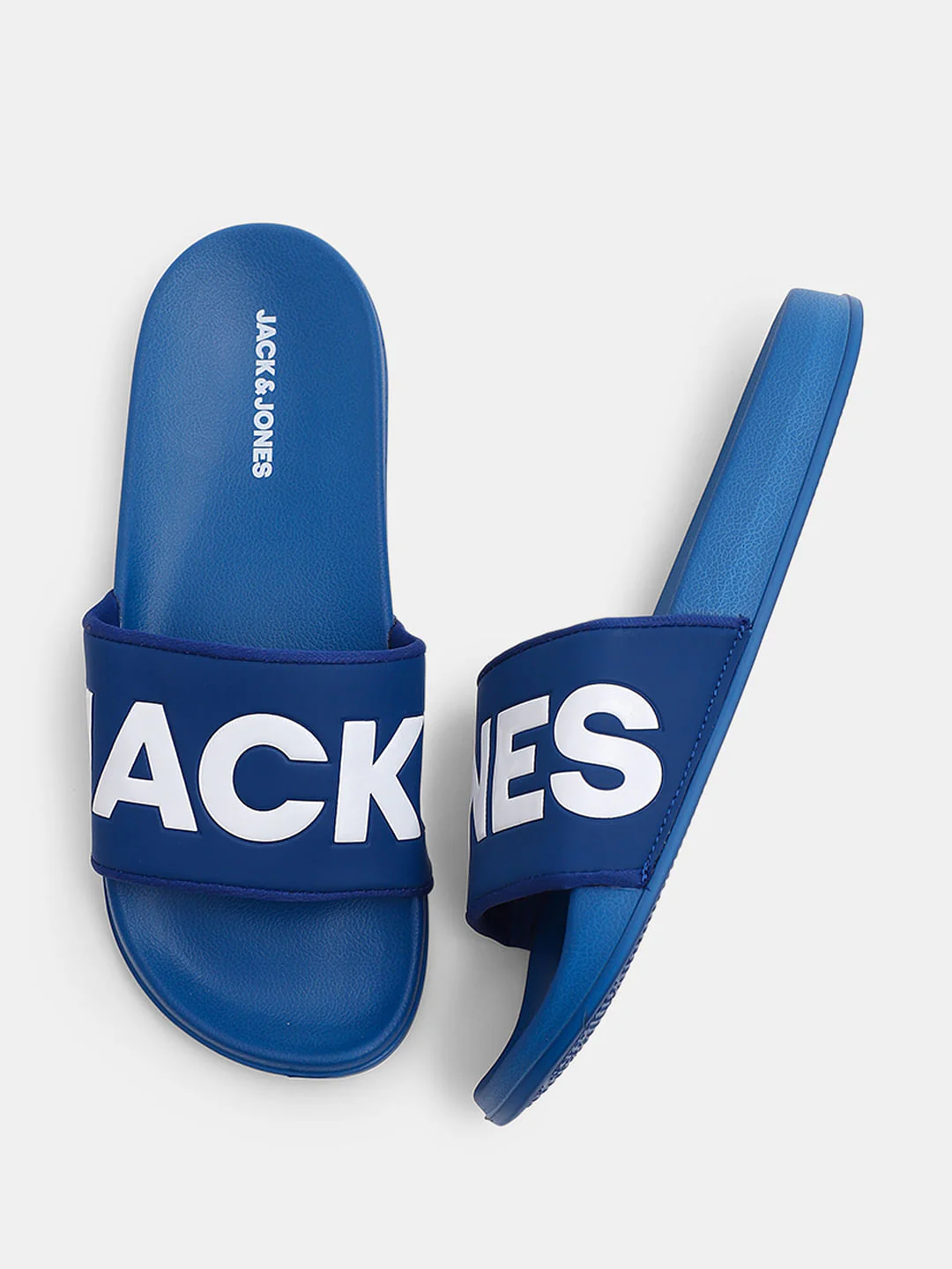 Blue Big Logo Print Pool Sliders - Image 3
