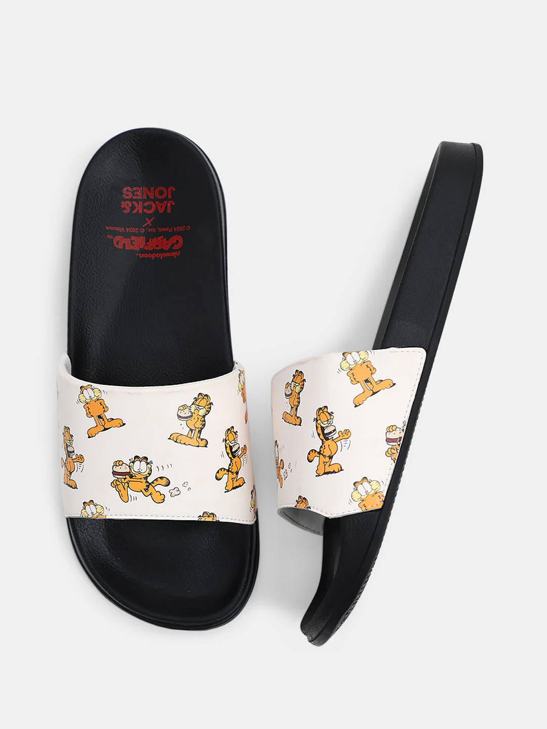 JACK&JONES X GARFIELD Black Printed Pool Sliders - Image 3