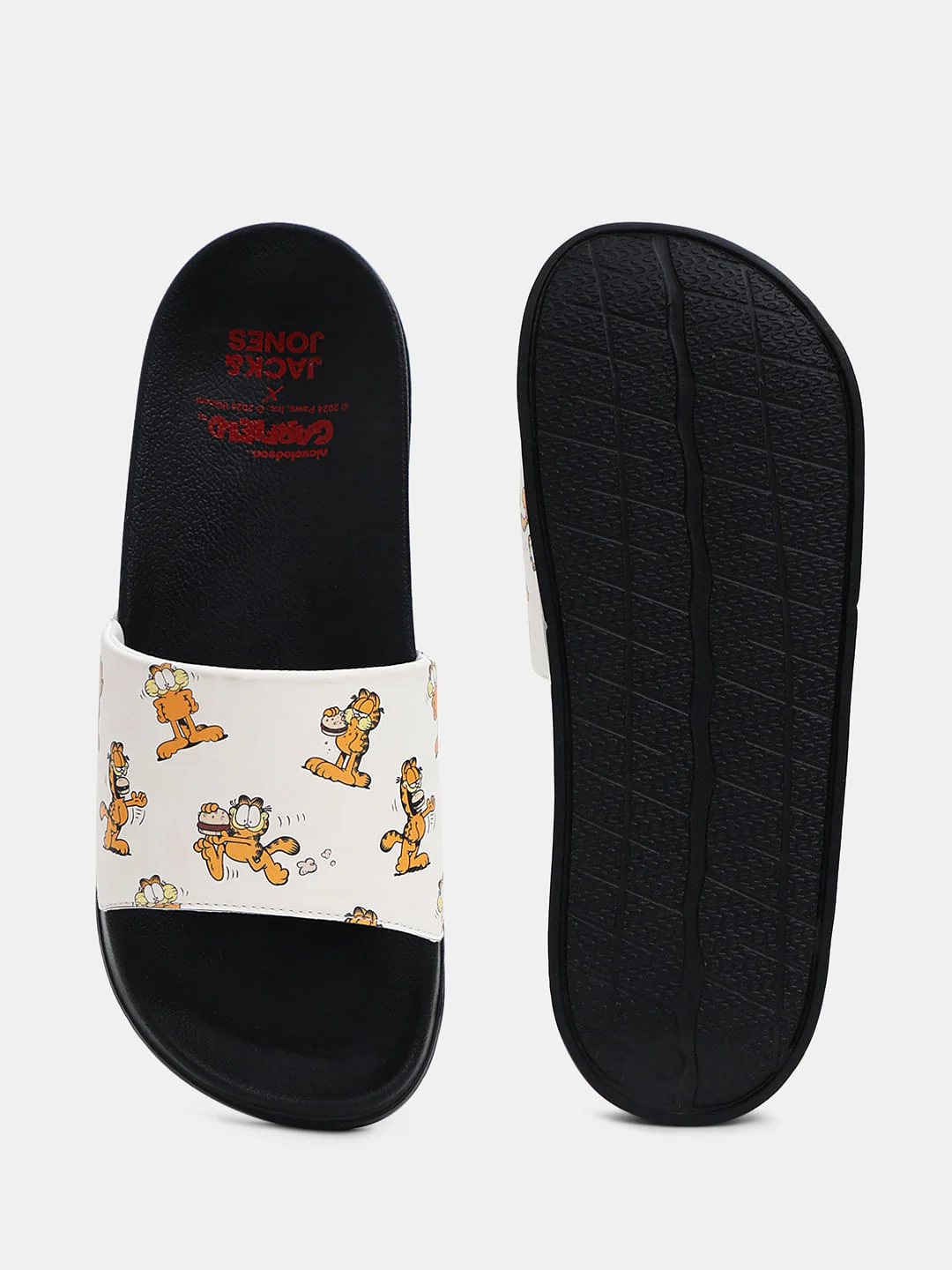 JACK&JONES X GARFIELD Black Printed Pool Sliders - Image 5