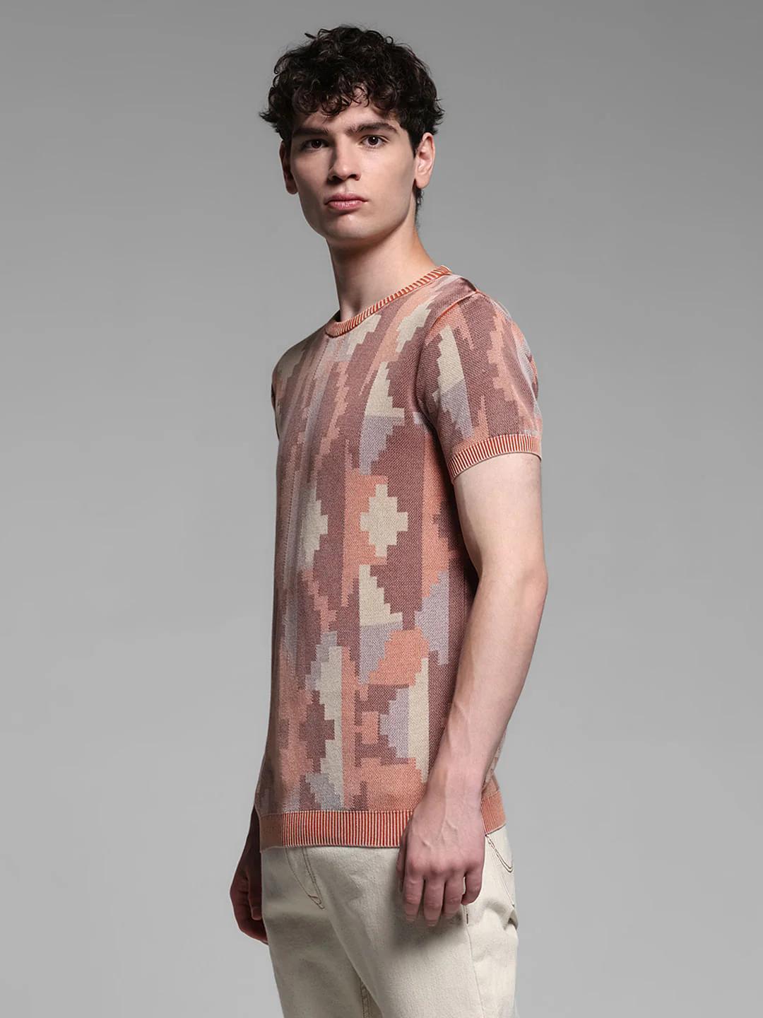 BROWN PRINTED T-SHIRT - Image 3