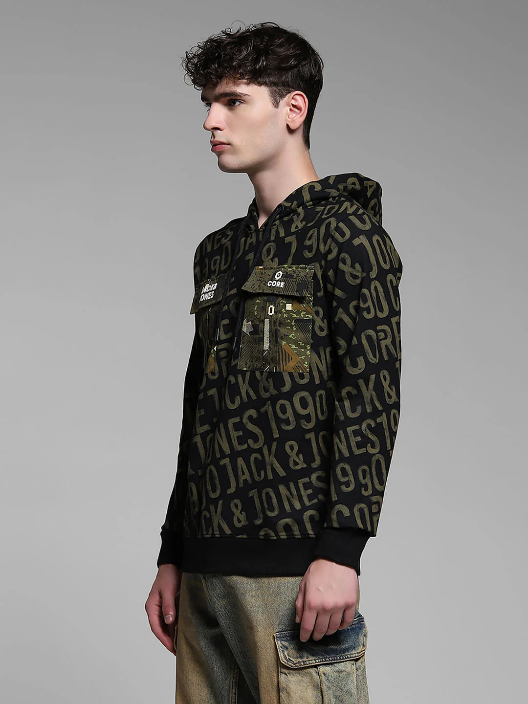 Bronze Green Printed Hooded Sweatshirt - Image 3