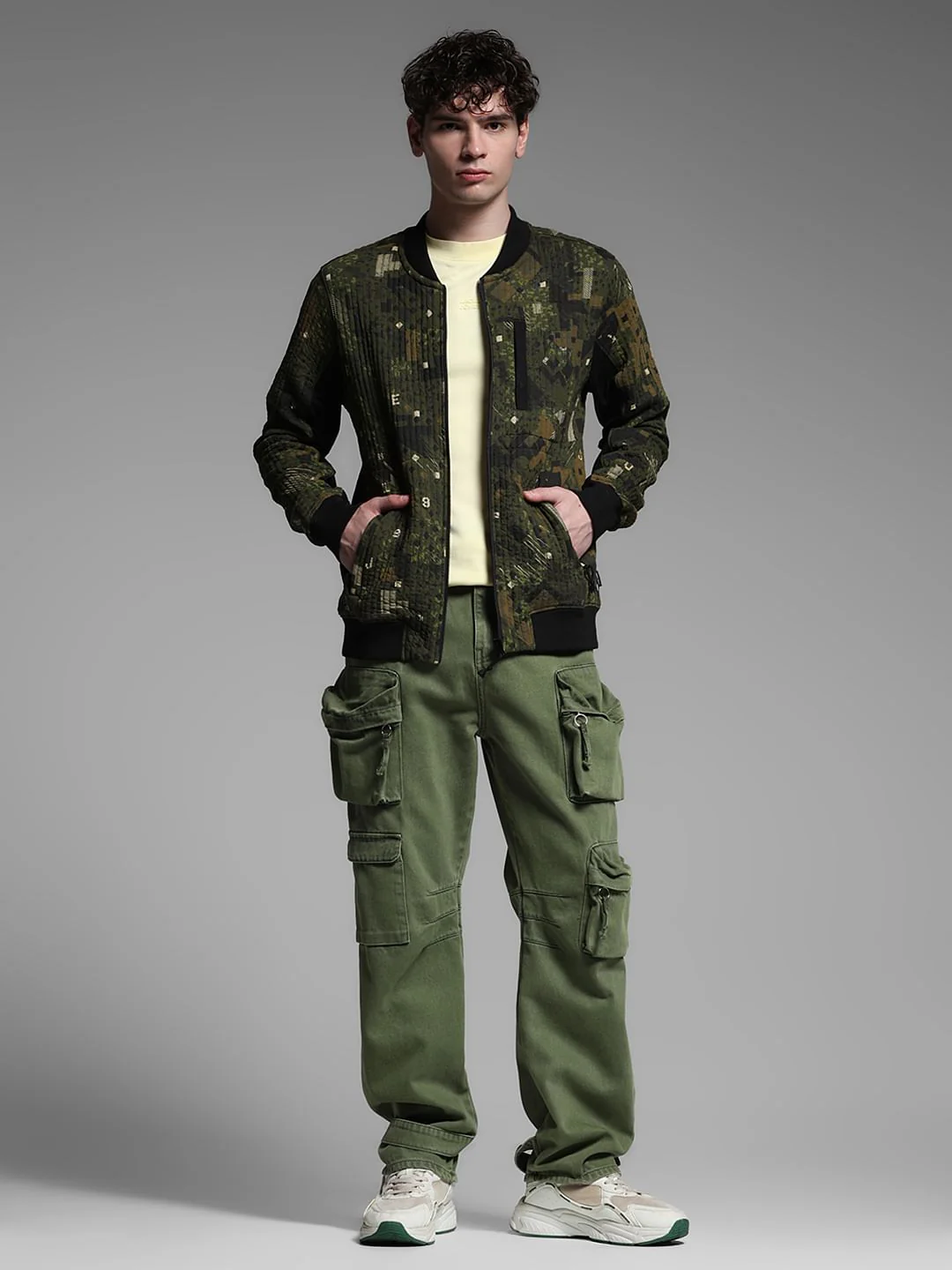 Dark Green Printed Sweat Jacket - Image 6
