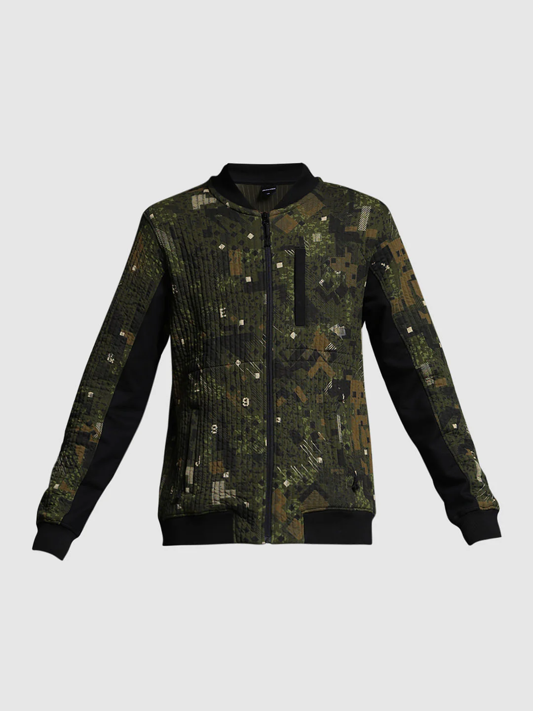 Dark Green Printed Sweat Jacket - Image 7