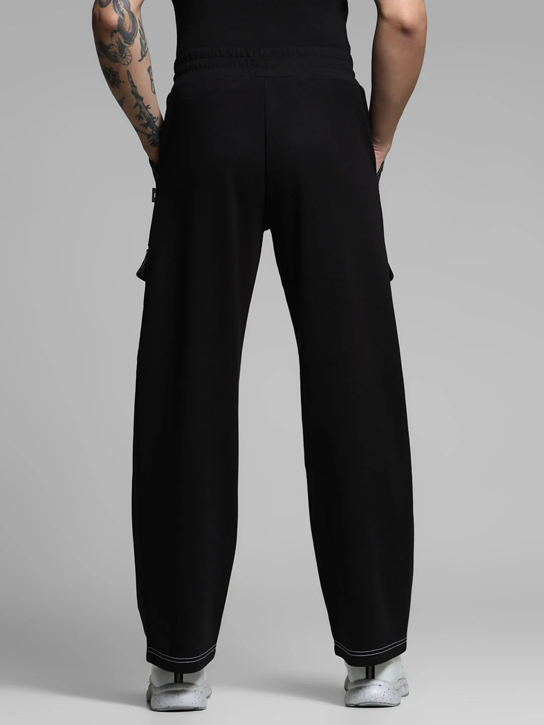 Black Contrast Stitch Co-ord Set Sweatpants - Image 3