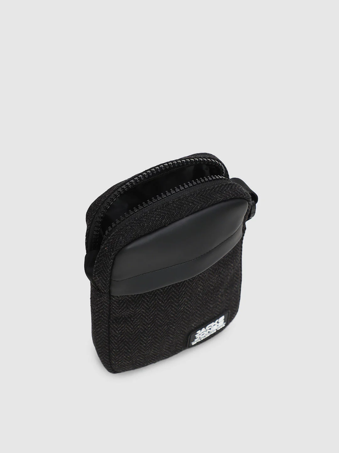 Black Herringbone Sling Bag - Image 5