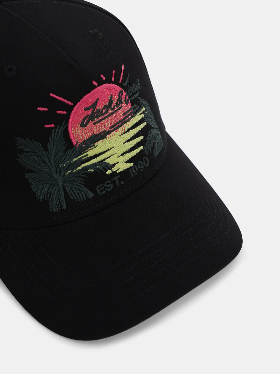Black Embroidered Baseball Cap - Image 4
