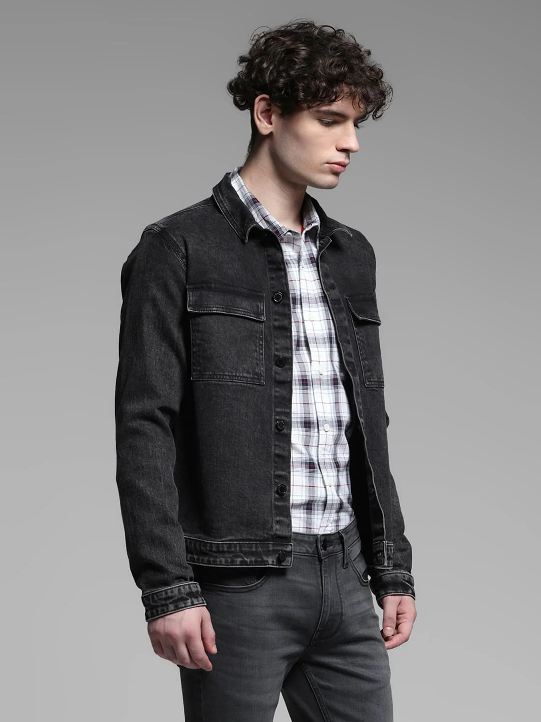 Black Washed Denim Jacket - Image 3