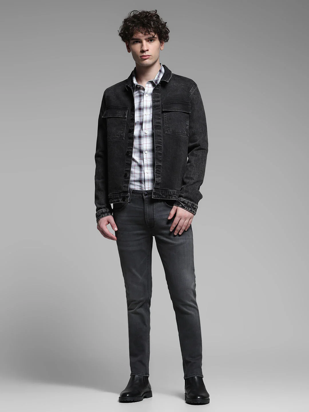 Black Washed Denim Jacket - Image 6